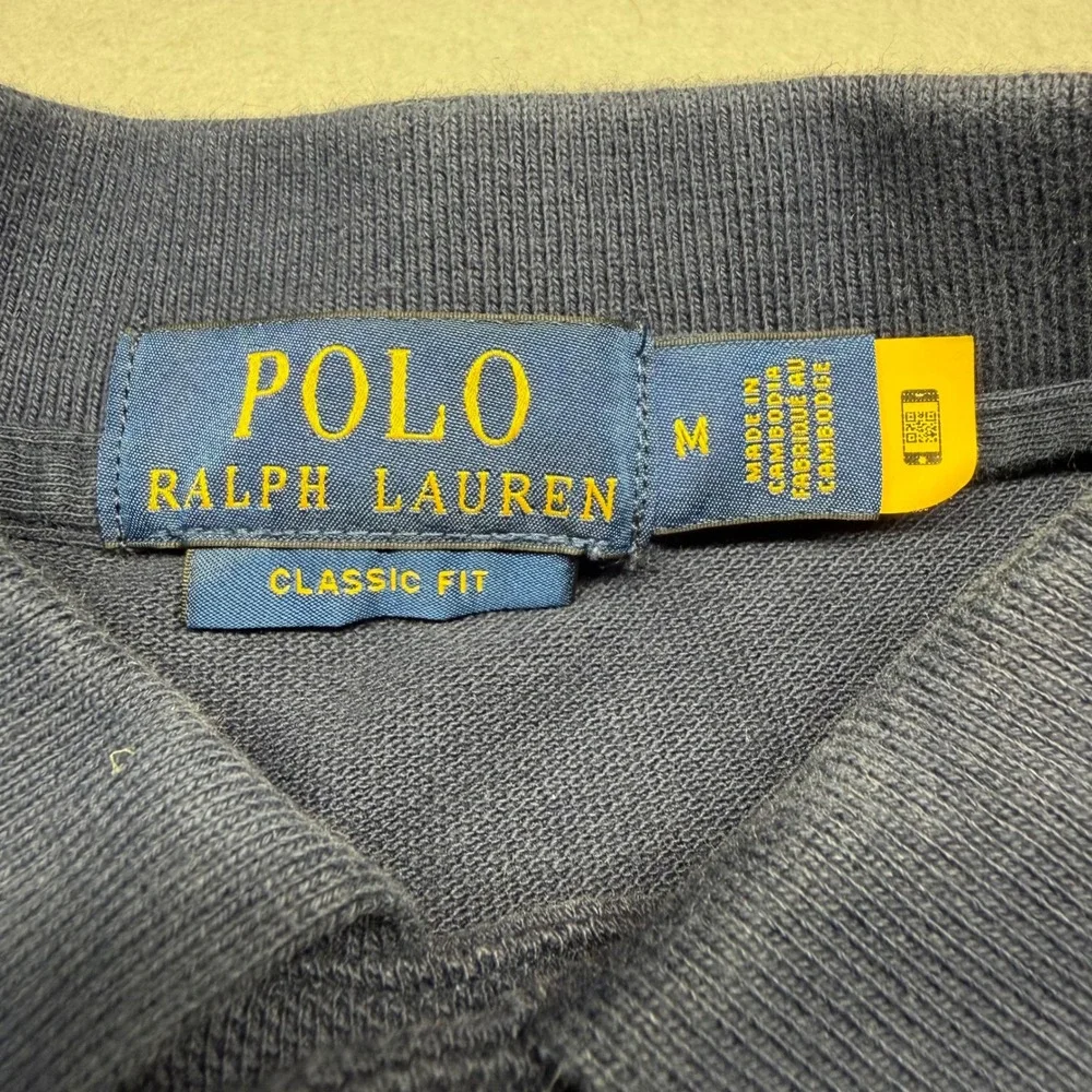 Polo Ralph Lauren Mens Navy Blue American Flag Embroidered Polo Shirt Medium